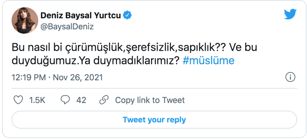 deniz baysal yurtcu muslume haberine isyan etti